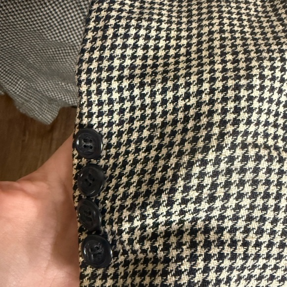Vintage RARE Guy Laroche 100% Silk Houndstooth Blazer Men’s 40R Double Breasted - Picture 6 of 12